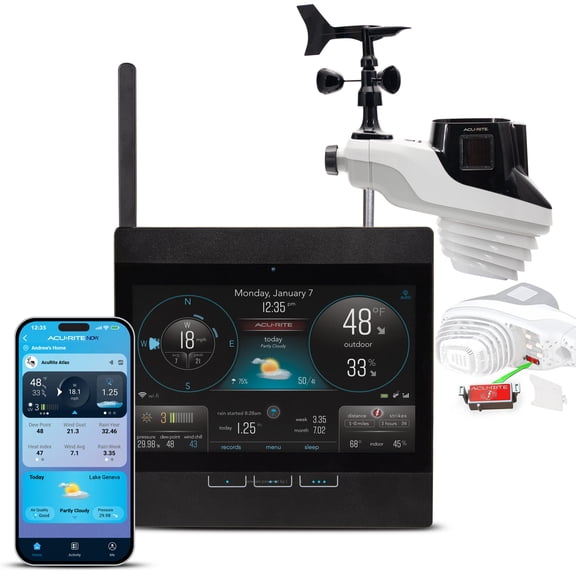 AcuRite Atlas Home Weather Station with Wifi Display, Lightning Detection, Temperature, Humidity Sensor, Rain Gauge, and Wind Speed/Direction (01001M)