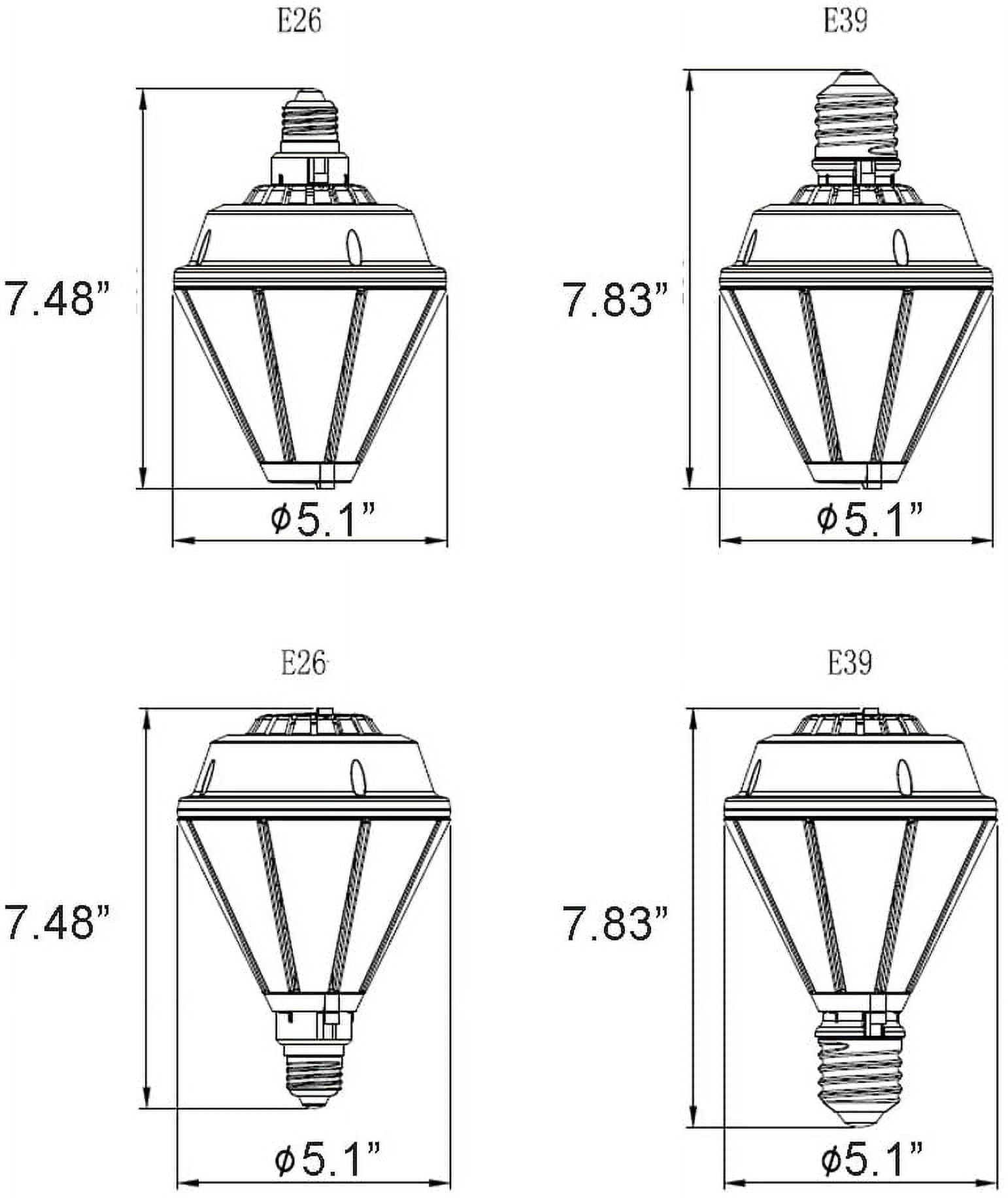 dephen 80W LED Corn Light Bulb with Removable E39 & E26 Base, Output 5000K 10400Lm, Cone Led Down Light Replacement for 250W High Bay Post Top Warehouse Garage Canopy Porch Wall Light (UL-Listed)
