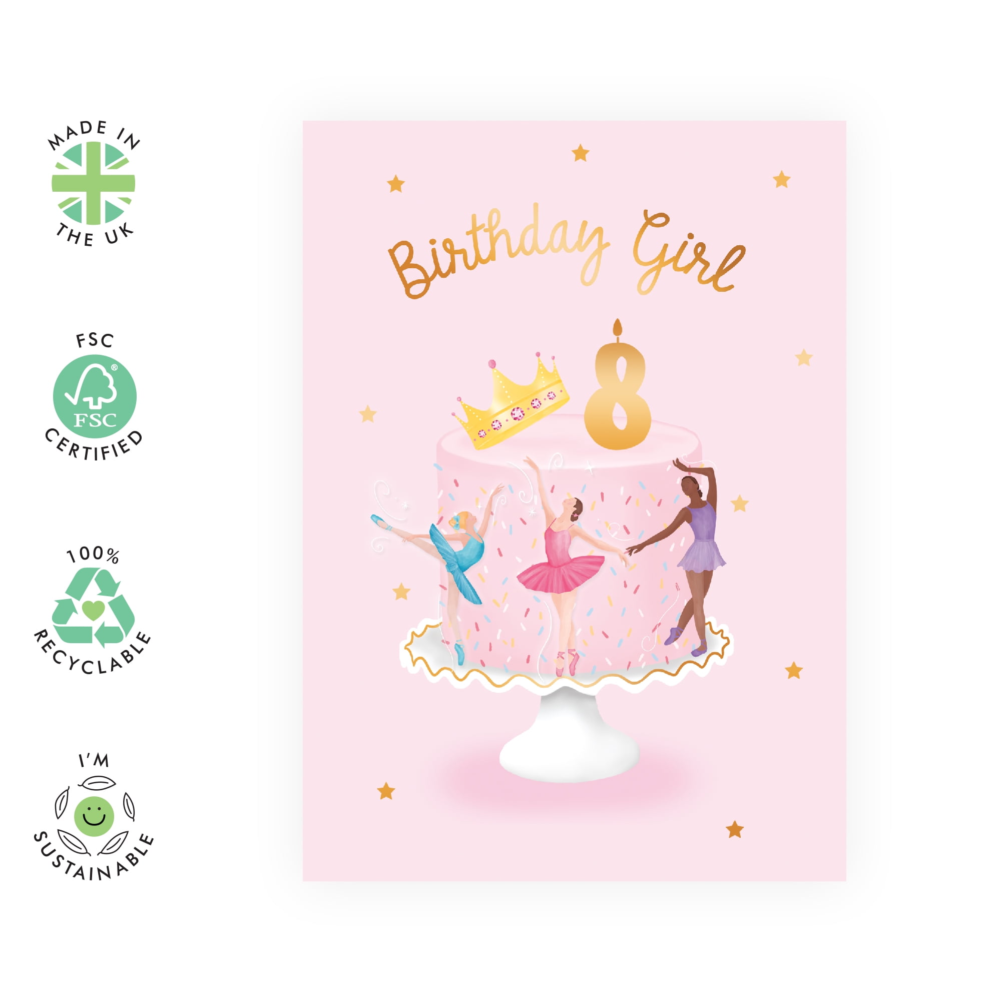 Eighth Birthday Card for Girls - Happy 8th Birthday - Age 8 - Eight ...