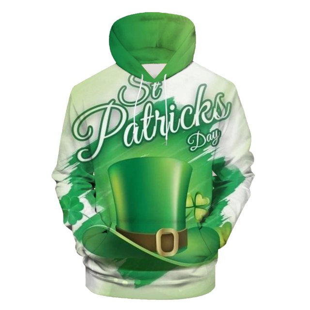 Pompotops Hommes Mode Casual Col Rond Sweat-Shirt St. Patrick'S Day Pull à Manches Longues Imprimé 3D en Vente