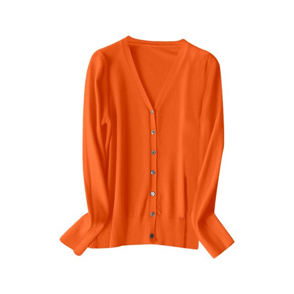 Bibifish Womens Cardigan Sweaters Basic Button Down Sweaters Long Sleeve V Neck Soft Spring Autumn Ladies Lightweight Knitted Tops