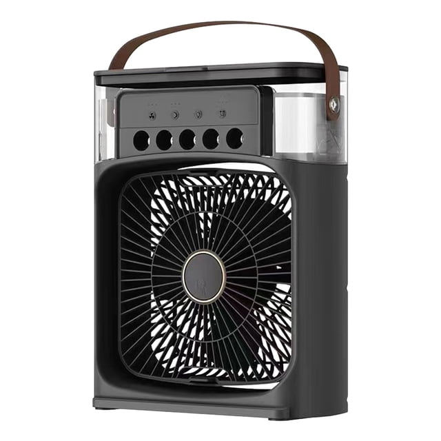 Humidificador portátil, ventilador, luz nocturna RGB, ajuste de 3 velocidades, mini aire acondicionado