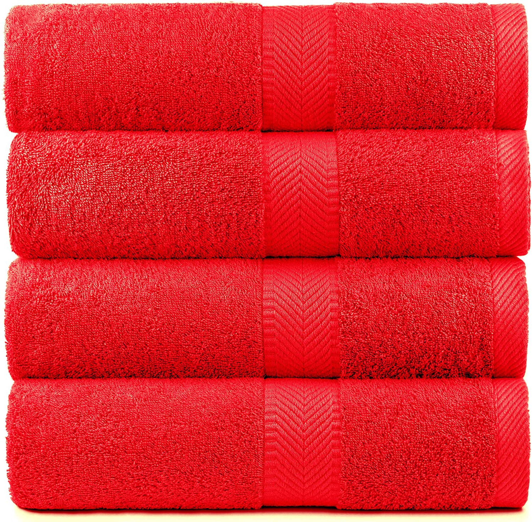 Pack of 4 The Big One Solid Bath Towel 30" x 54" 100% Cotton TANGO RED 