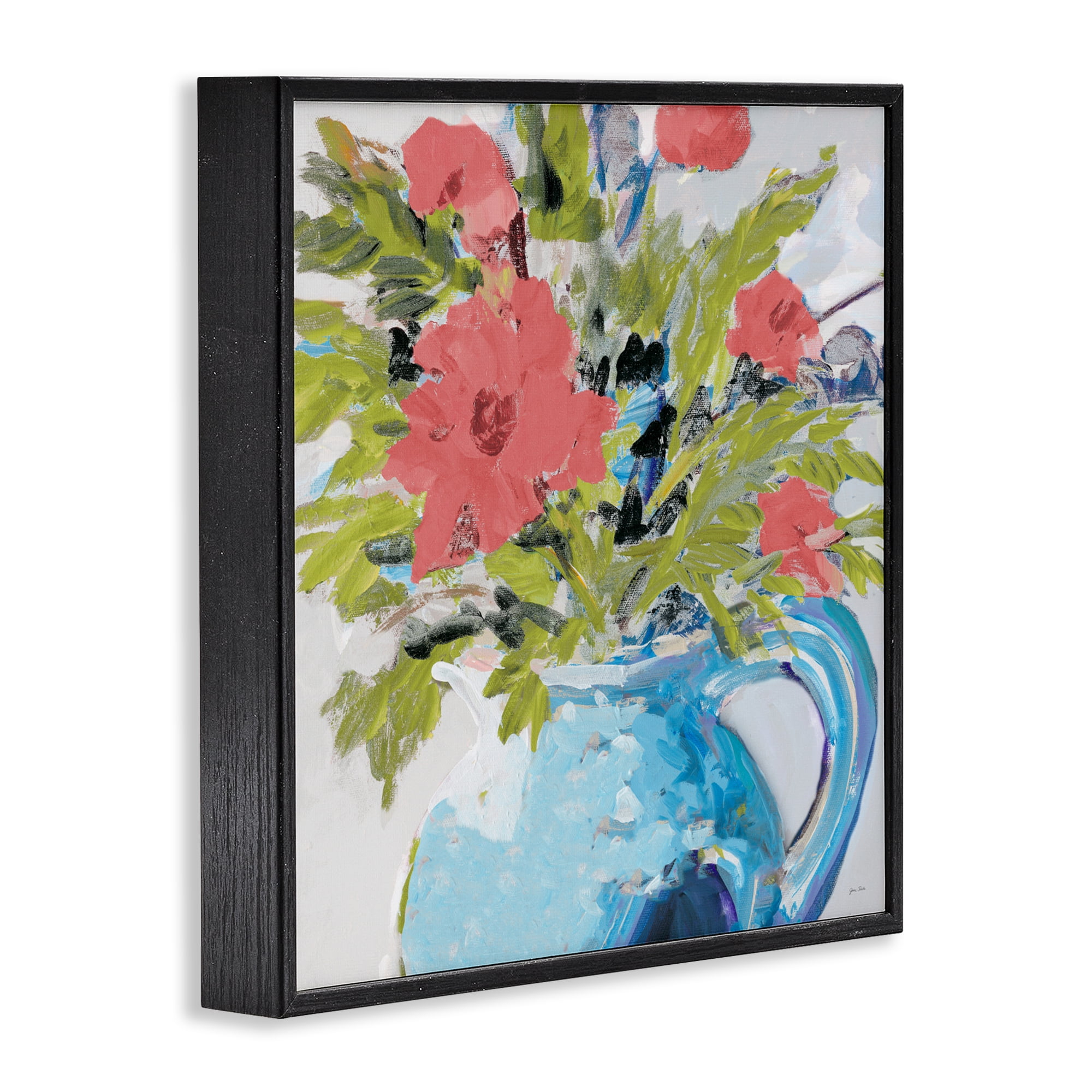 Stupell Industries Daisies in Blue Vase Black Framed Giclee Art, design by Jane Slivka