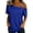 #154-Blue, variant on Women's Fashion Relaxed Fit One Shoulder Blouse, Solid Color Short Sleeve Buckle Accent Tops, Comfy Casual Tee for Summer Gifts
