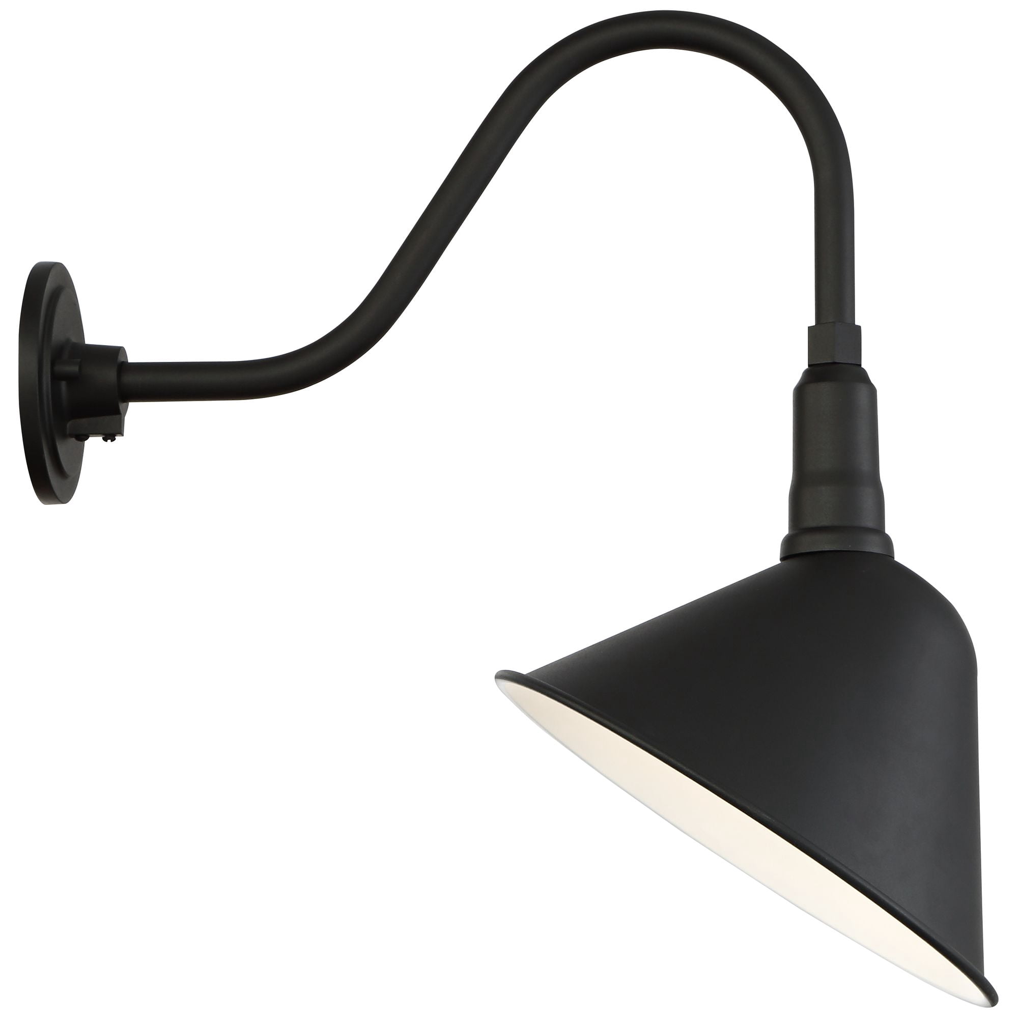 Franklin Iron Works Neihart Rustic Farmhouse Outdoor Barn Light Fixture Black Curving Gooseneck 18" for Post Exterior Barn Deck House Porch Yard Patio