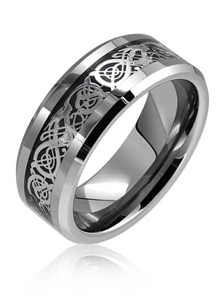 Bling Jewelry Two Tone Celtic Knot Dragon Inlay Couples