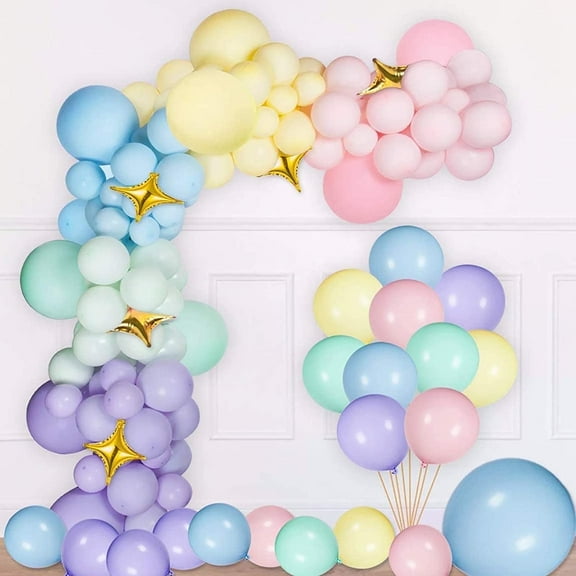 NPLUX Pastel Latex Balloons 185 Pcs Assorted Macaron Balloons Garland Kit for Christmas Party Supplies