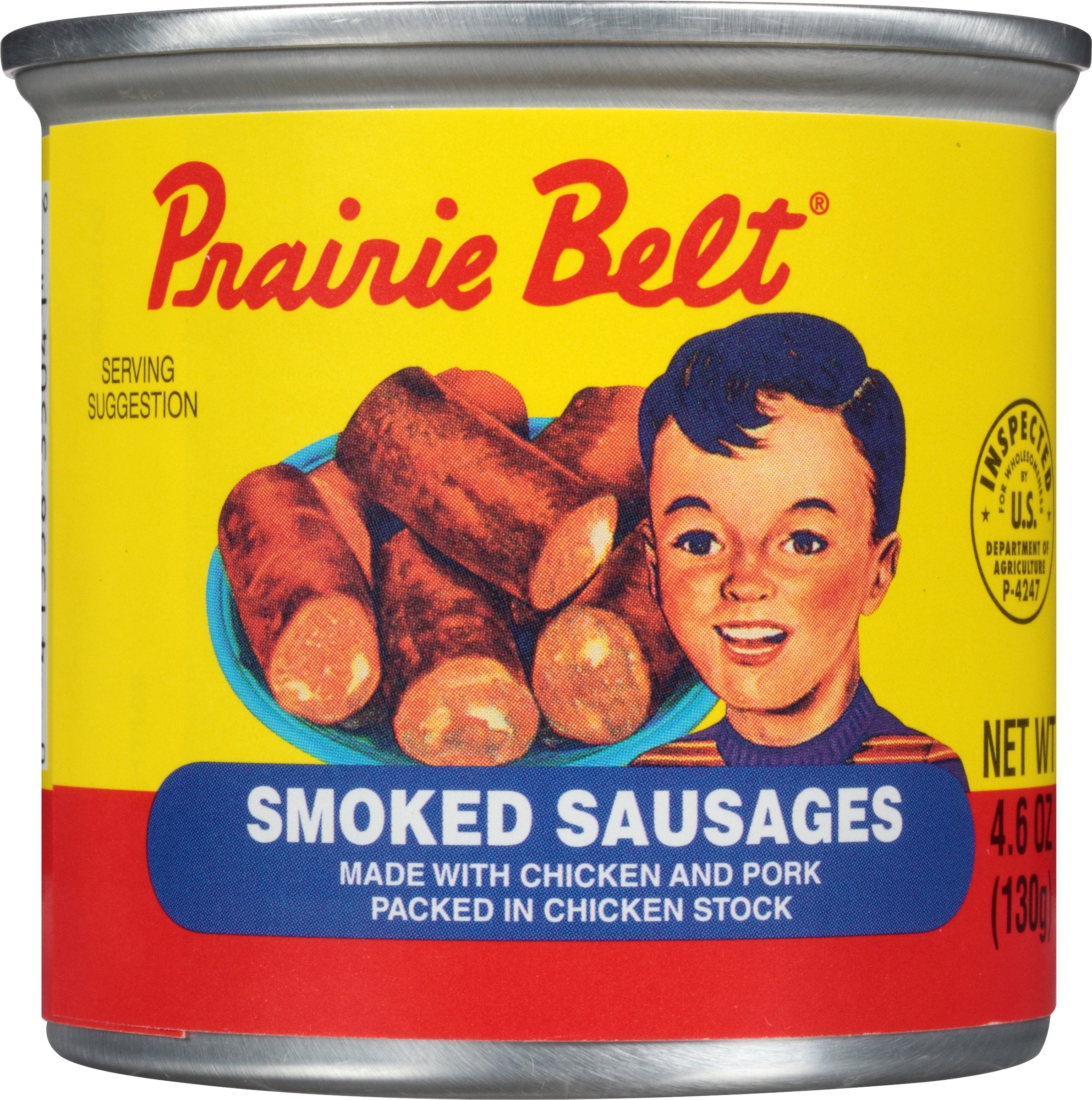 (4 pack) Prairie Belt® Smoked Sausage, Canned Meat, High Protein, Shelf Stable Pull-Top Can, 4.6 oz