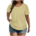 thumbnail image 1 of AherBiu Plus Size Tops for Women Basic Round Neck Loose Fitting Short Sleeve Solid Color Tees Shirts Tops, 1 of 7