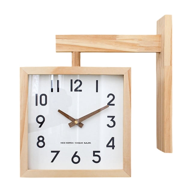 Reloj colgante de doble cara, reloj de madera resistente al desgaste, reloj de esquina decorativo Simple, reloj de pared para oficina, interior y Color madera claro