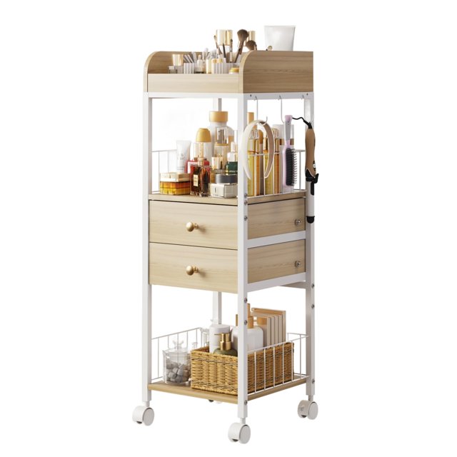 Carrito organizador de maquillaje DongRong Rolling con 2 cajones