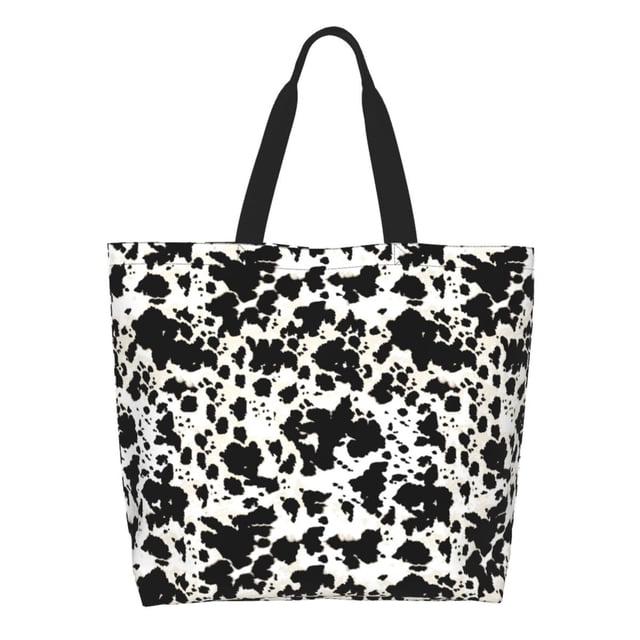 Balery Cow Skin 1 Bolsa Tote Estilo Estético con Cremalleras, Bolsa de Hombro, Bolsa de Compras Grande y Plegable