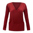thumbnail image 4 of VEKDONE Plus Size Pullover Sweater for Women Clearance Sale Long Sleeve Deep-V Blouse Slim Knit Tunics Tops Solid Color Casual Underwear Loungewear, 4 of 5