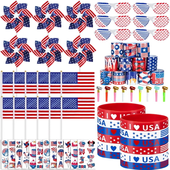 Miguan 69pcs 4th of July Accessories Patriotic Party Favors Supplies Set Fourth of July Decorations Independence Day Celebrations Memorial Day Decor Classroom Prizes for kids