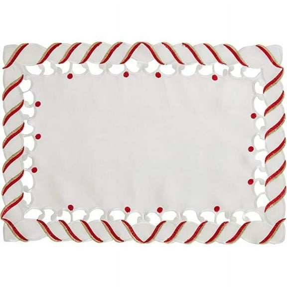 Saro Lifestyle Candy Cane Design Christmas Holiday Placemat (Set of 4)