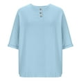 thumbnail image 5 of Women's 3/4 Sleeve Cotton Linen Jacquard Blouses Top T-Shirt, 5 of 5