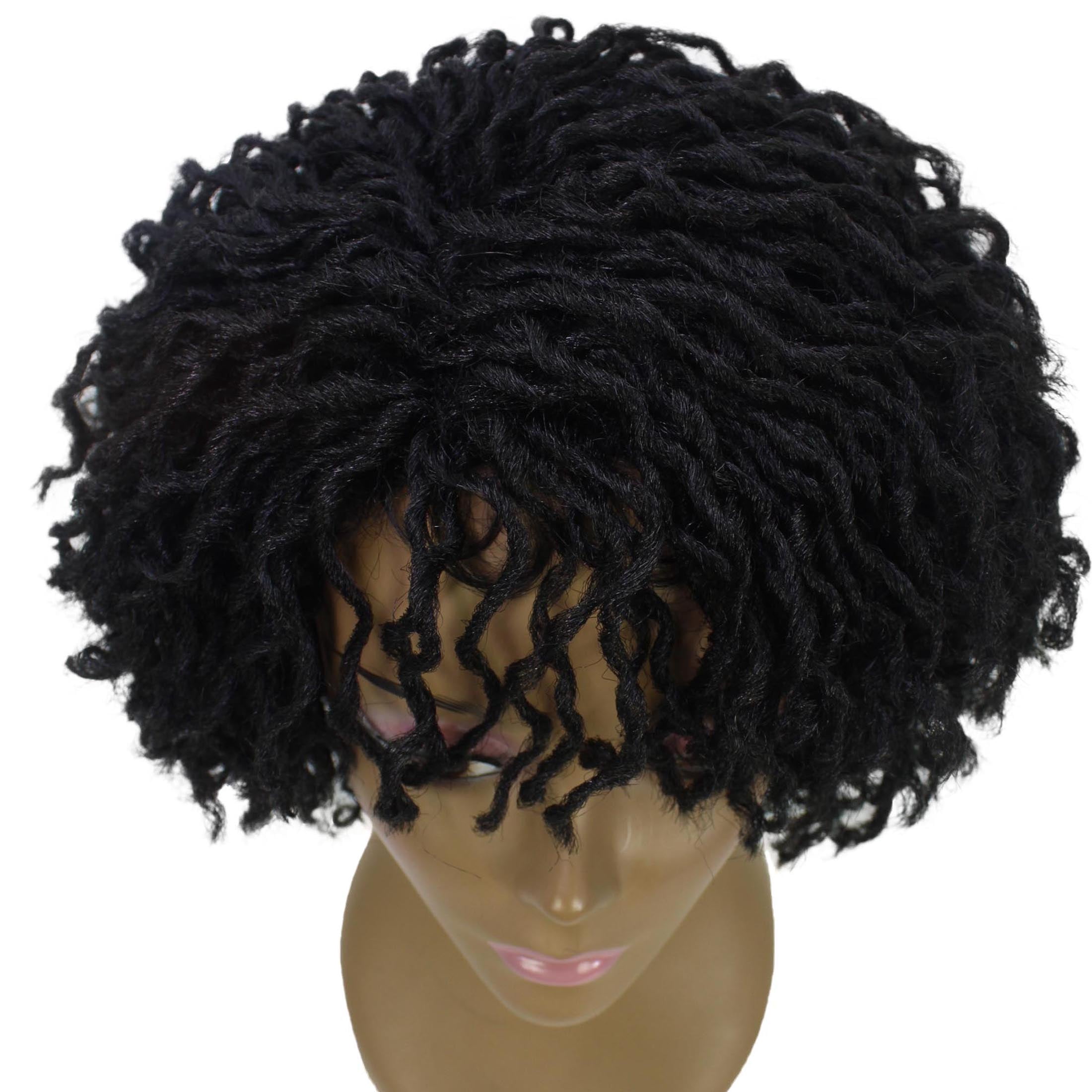LUXLUXE 10" Black Full Wig for Women | Pixie Cut Synthetic Dreadlock Wig | No Lace, Heat-Resistant for Party & Daily Wear