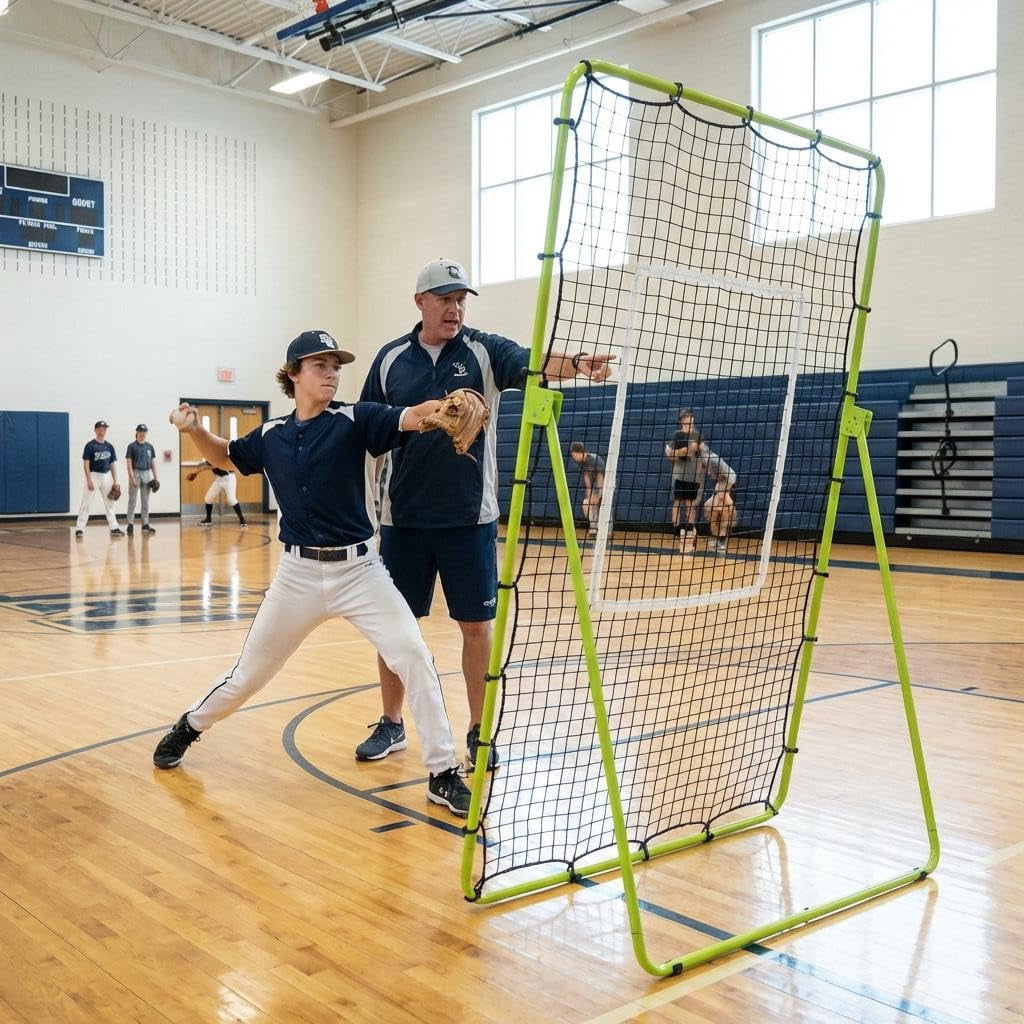 Adjustable Volleyball Rebounder Net 7x4 FT, High-Tension PE Netting, Portable Volleyball Training Equipment Practice with Angle Customization for Improving Volleying, Bumping, Spiking Skills