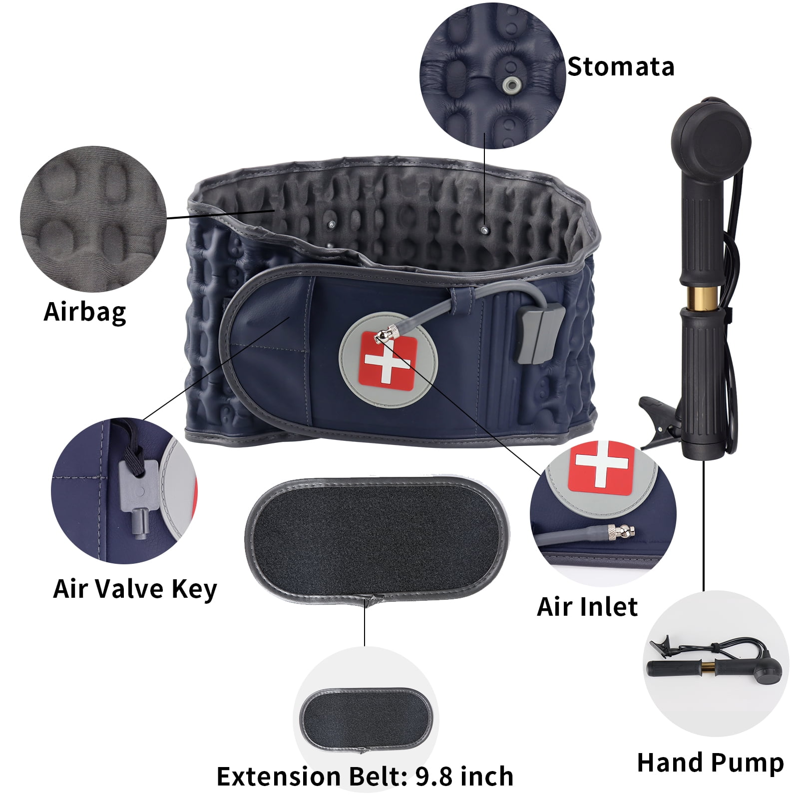 Decompression Back Belt - Lumbar Support Belt for Men & Women Lower Back Pain Relief, Back Traction Device Fits Waist Size 29-49 Inches (Blue)