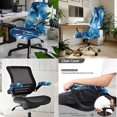thumbnail image 2 of HELLHERO Marble Print Office Chair Cover Set, Universal Stretchy Computer Chair Armrest Slipcover, High Back Office Chairs Cover, Machine Washable, Blue, 2 of 6