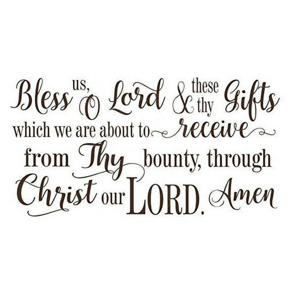 Wall Decal Bless Us O Lord.. Vinyl Lettering Wall Decal Religious Prayer Wall Words, 23x12 , Chocolate