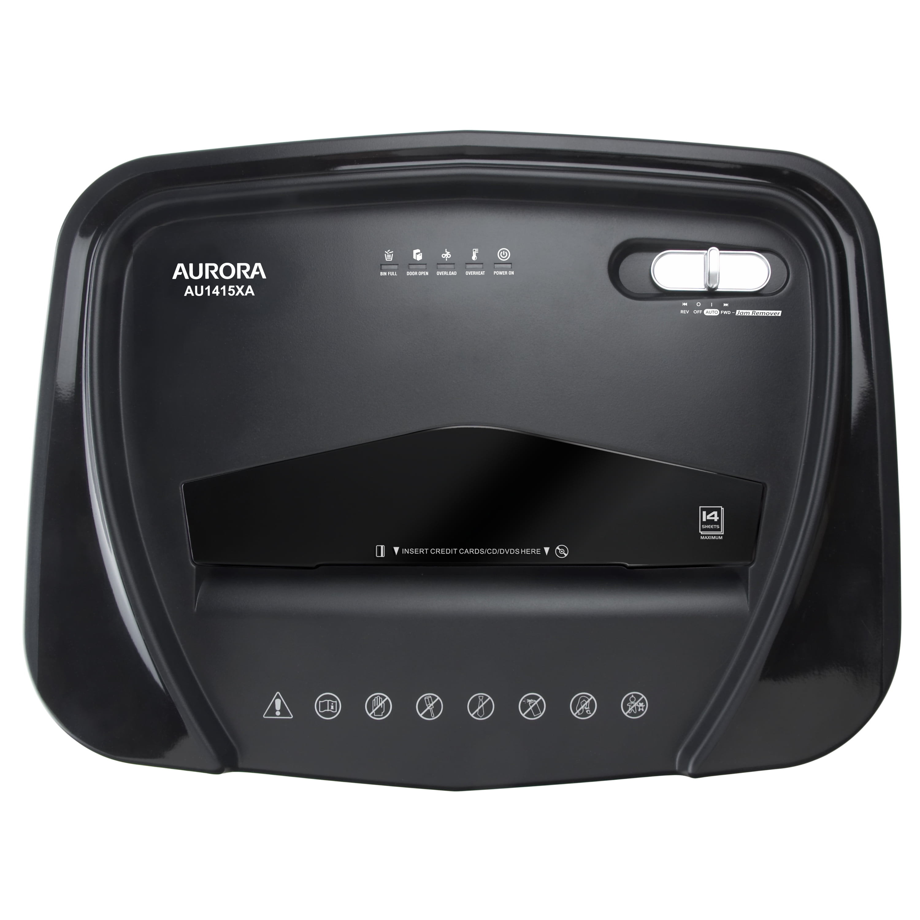 Aurora AU1415XA 14-Sheet Crosscut Paper/CD and Credit Card Shredder with 5-Gallon Pullout Basket and 10 Minutes Continuous Run Time