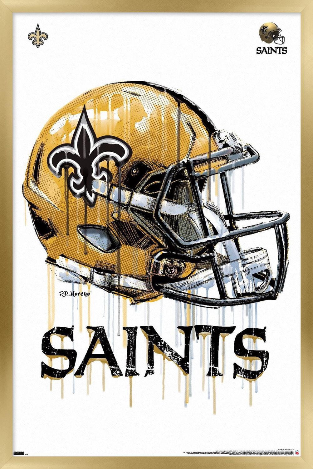 NFL New Orleans Saints - Drip Helmet 20 Wall Poster, 22.375" x 34"