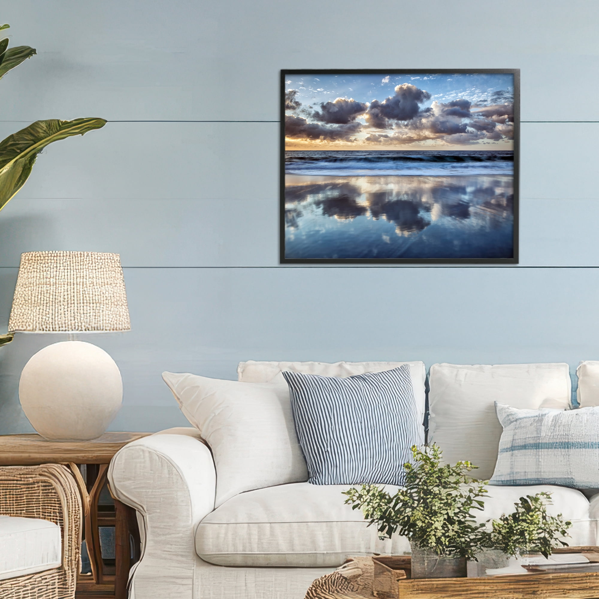 Stupell Industries Reflective Clouds Seascape Black Framed Giclee Art, design by Superstock Partners LLC