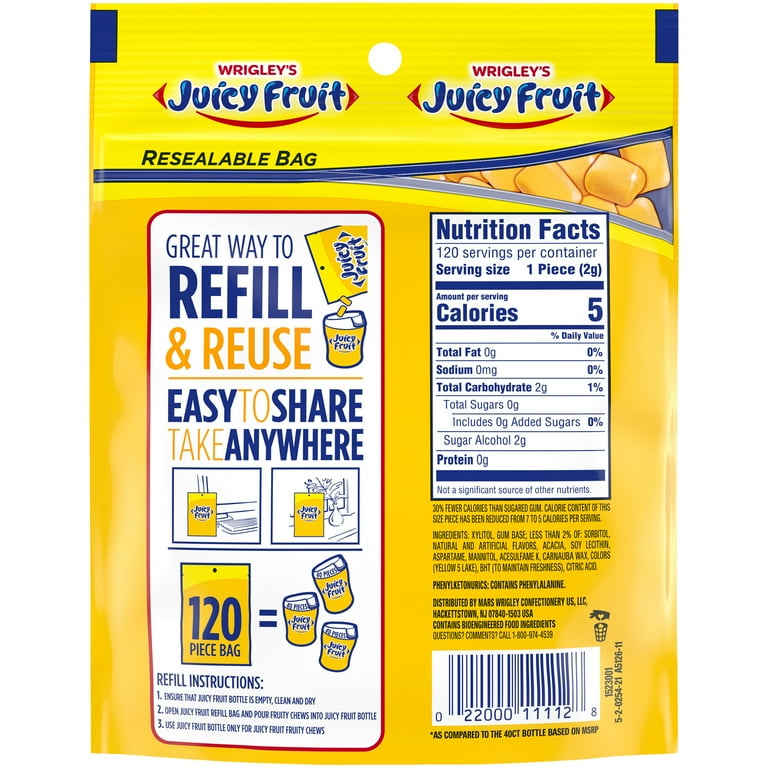 Juicy Fruit Gum Nutrition Facts