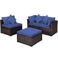 thumbnail image 2 of Gymax 4PCS Rattan Patio Conversation Furniture Set Yard Outdoor w/ Navy Cushion, 2 of 10