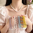 thumbnail image 2 of Collier Ras-du-Cou Perlé Coloré Collier Rond Nacré Collier Bohème Perlé Bijoux pour Femmes Vacances Été Plage Vacances, 2 of 8