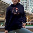 thumbnail image 2 of Enjoy the Little Things, Boho Moon, Butterfly & Mushroom Art, Navy Blue Hooded Sweatshirt or Hoodie, Large, 2 of 5