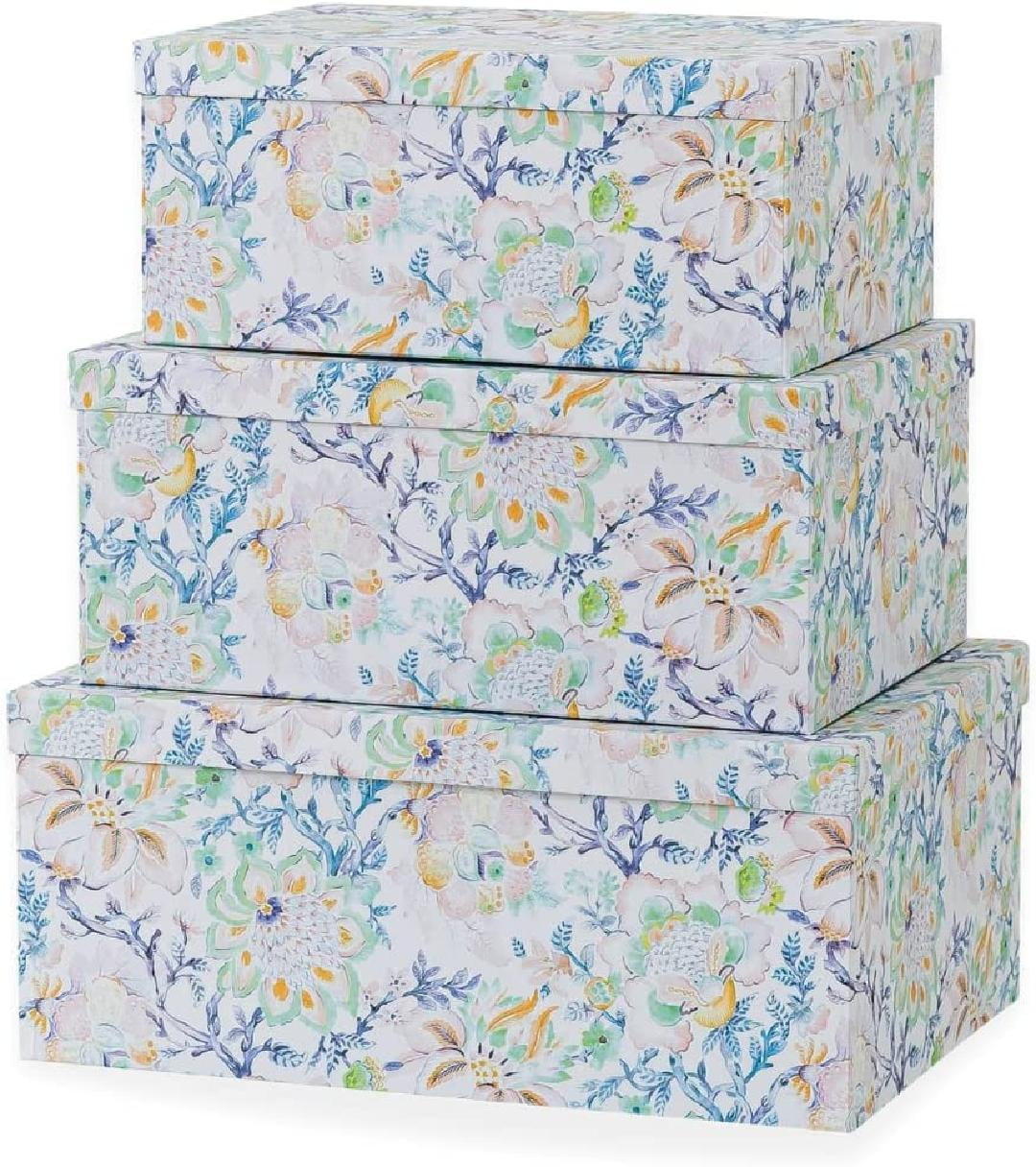 Decorative Storage Cardboard Boxes with Lids Whispers of Spring Set