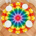 thumbnail image 2 of Colorful Rainbow Tie Dye Spiral Pattern Round Fitted Tablecloth with Elastic Edge,Dining Table Cover Waterproof,Outdoor Round Tablecloth for Camping,Dining,Indoor and Outdoor, 2 of 7