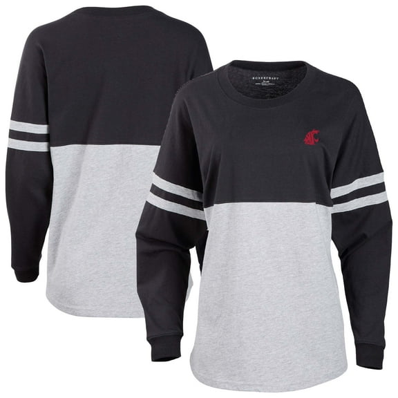 Women's Black/Heather Gray Washington State Cougars Pom Pom Long Sleeve Jersey