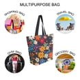 thumbnail image 7 of FORMRS Womens Canvas Tote Bag with Zipper Inner Pocket Shoulder Handbag, Bright Colorful Flowers Pattern, 7 of 7