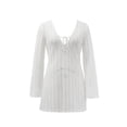 thumbnail image 1 of Ropa Playa Ocean Pacific para Mujer Vestido Corto Crochet Cuello V Manga Larga Rojo Talla M, 1 of 4