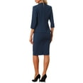 thumbnail image 3 of INSPIRE CHIC Business Skirt Suit Set for Women's 2 Piece Suit Collarless Blazer Pencil Skirt XS Navy Blue, 3 of 6
