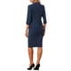 thumbnail image 3 of INSPIRAR CHIC Conjunto de Traje de 2 Piezas para Mujeres Chaqueta Sin Cuello de Manga 3/4 Falda Lápiz de Cintura Alta Atuendos de Trabajo Azul Marino XS, 3 of 6