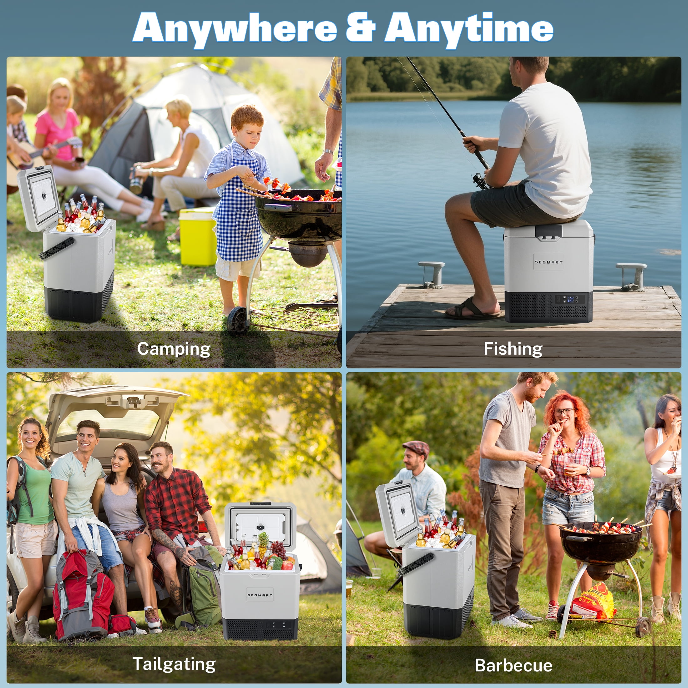 12 Volt Car Refrigerator, 14QT(13.5L) Compressor Electric Cooler -4℉ ~ 68℉ with Handle, Portable Freezer with APP Control, Car Fridge with 12/24V DC, 220 AC for Camping, Travel, Truck, Home