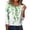 Multicolor, variant on Tops for Women 3/4 Sleeve Round Neck Fashionable Printed Casual Button T-Shirt