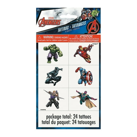 Avengers Color Tattoo Sheets, 4ct for Birthday - Party Supplies - Licensed Tableware - Misc Licensed Tableware - Birthday - 4