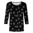 thumbnail image 5 of FAVIPT Womens Plus Size Halloween Tops Happpy Halloween Spider Web Print Blouses Round Neck 3/4 Sleeve Tees Casual Trendy Fall Novelty Tops Black,XL, 5 of 5