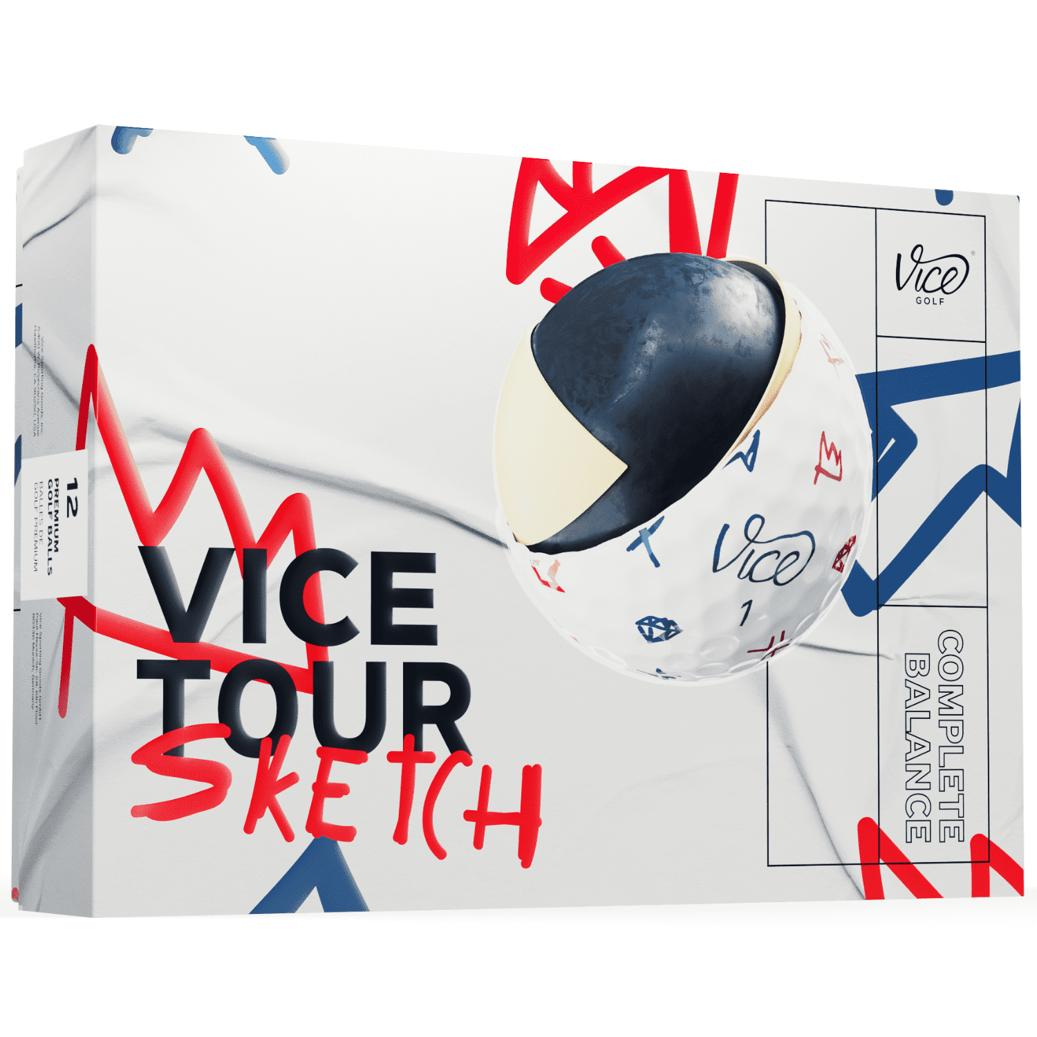(2 pack) Vice Tour LE Sketch Golf Balls, 12pk