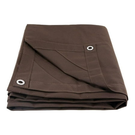 16 x 20 Dark Brown 12oz Canvas Tarp with Grommets - Water Resistant - Heavy Duty Canvas Tarps - Multipurpose Tarpaulin Cover for Canopy Tent Roof Camping Semi Trucks & Cargo