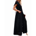 thumbnail image 2 of Women'S Casual Summer Beach Dress Ruffle Maxi Dress Button Down Boho Dress Long Tunic Black One size, 2 of 8