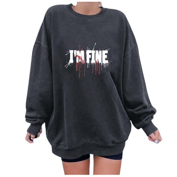 Heisall Womens Sweatshirts Autumn Winter Halloween Print Drop Shoulder Round Neck Long Sleeve 2025 New Style Fashion Casual Hoodies