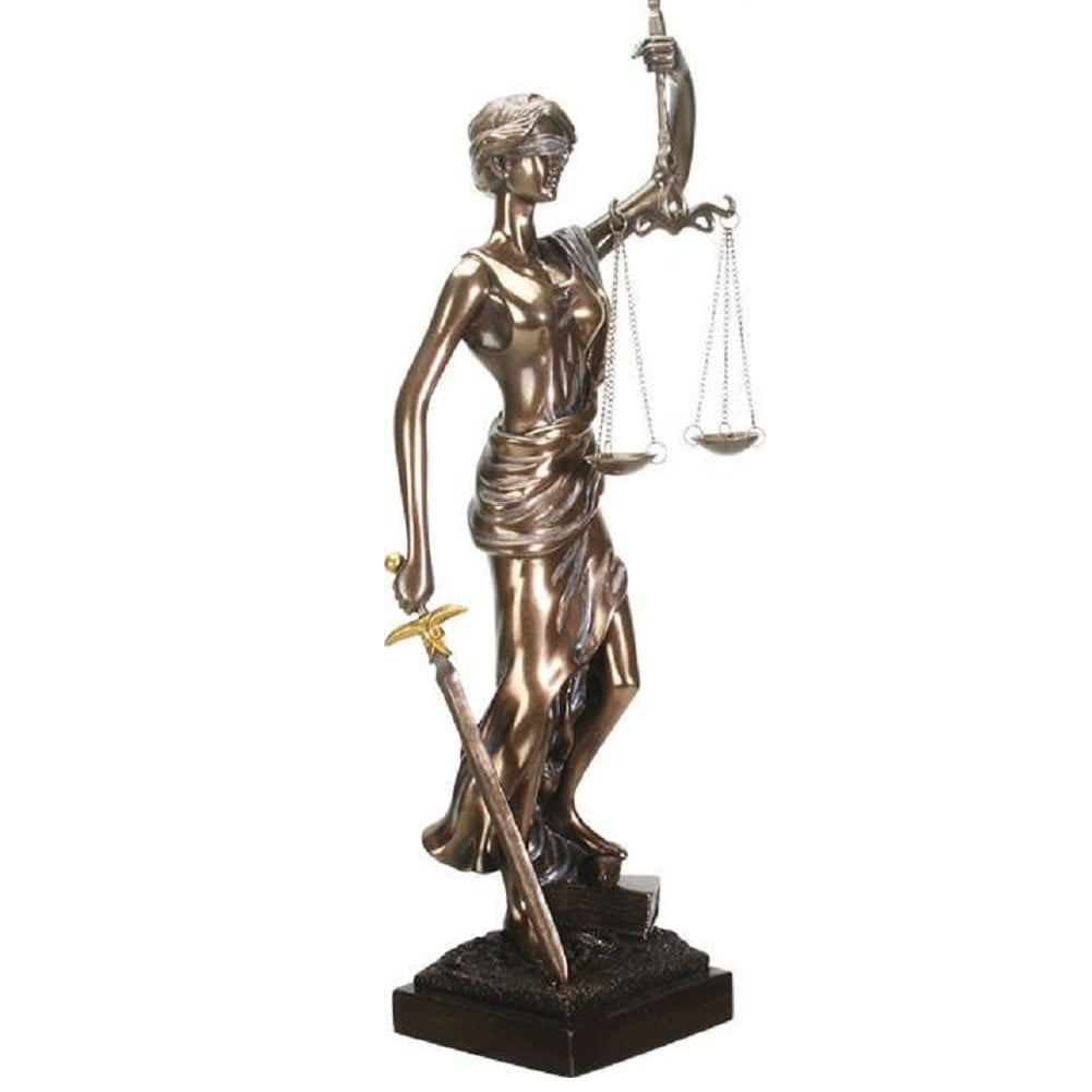 Brass Amber Figurine of Lady Justice Themis Law Office Lawyer Gift IronWork 