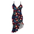 thumbnail image 4 of EQWLJWE Longue Robe pour Femmes Robe Sans Manches à Volants Décolleté en V Fendue Imprimée, 4 of 5